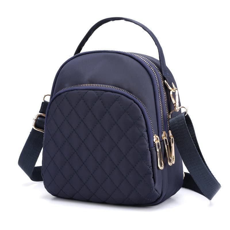 Mochila feminina pequena acolchoada mini mochila para mulheres moderna, Azul, P