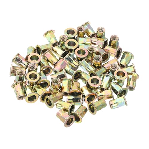 QUARKZMAN 30 Piezas M8 Tuerca Remachada Hexagonal Media de Acero al Carbono Tono Bronce