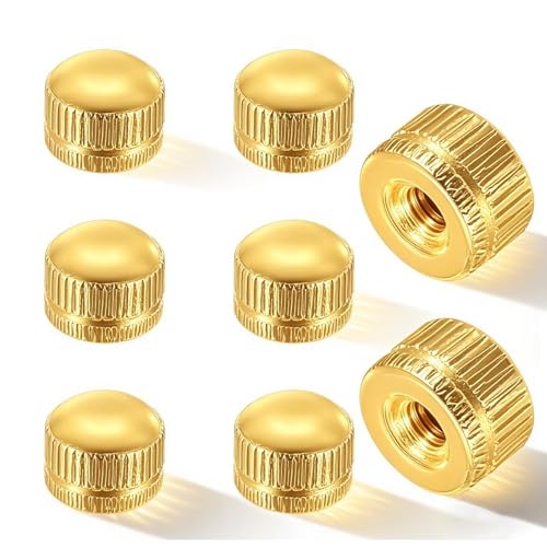 Screw Caps for Light Fixtures, Metal M4 Threaded Cap Nuts, 0.25 inch in Height x 0.35 inch in Diameter, 8 Packs Replacement for Outdoor Light, Pendant, Wall Sconce, Chandelier (Gold)