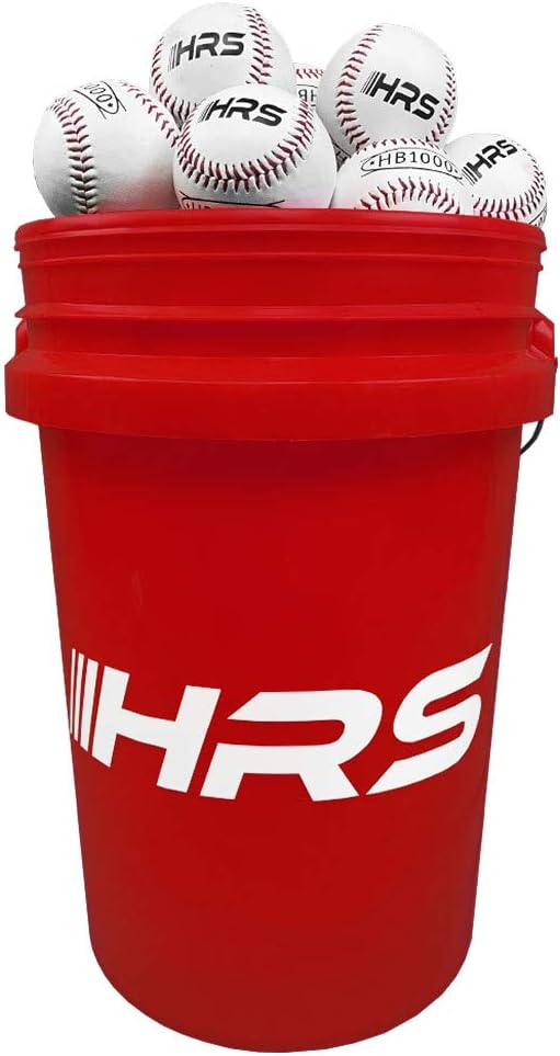Hit Run Steal Bucket of Baseballs | Practice Baseballs in 6 Gallon Padded Bucket Cushioned Lid Seat | Regular Size Balls (24 Count) : Sports & Outdoors
