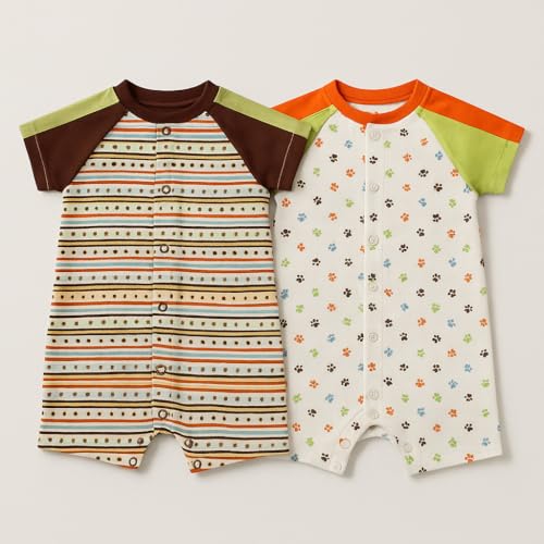 Image of TuddyBuddy 100% Cotton Romper /Jumpsuit /Bodysuit Set for Baby (Pack of 2 Playsuits)