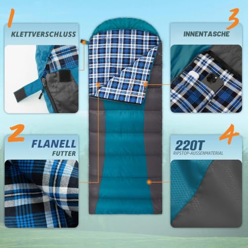 Forceatt Schlafsack für Camping 3-4 Jahreszeiten und kaltes Wetter （0 ℃ bis 20 ℃.） Leichtgewichtig… – Ansicht 3