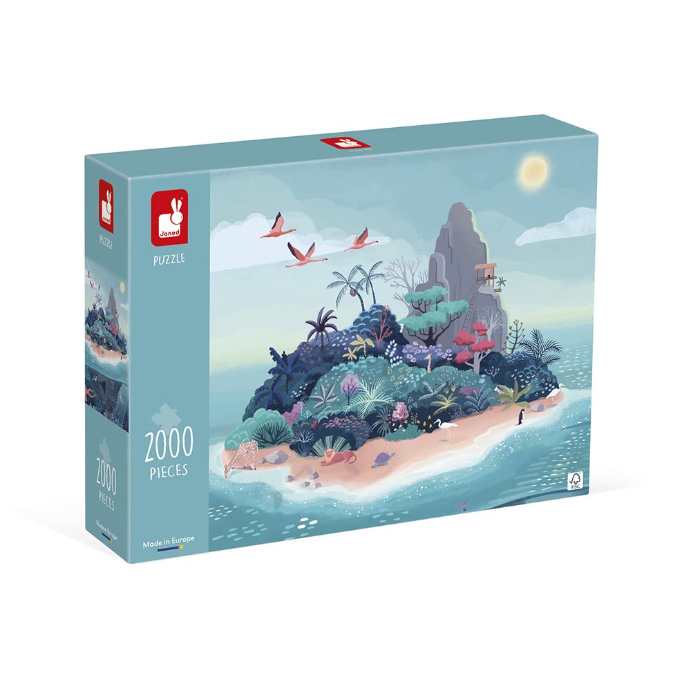 Janod - Puzzle 2 pezzi - L'isola Misteriosa - Per Adulti Adolescenti e Bambini - Fabbricazione Europea e Certificazione FSC - Dai 1 Anni, J2517