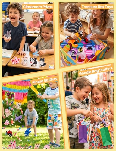Image of YILCER Mini 3D Printed Animals with Eggs Flexible Articulated Fidget Wigglitz Toys Cute Pocket Pets Party Favors Treasure Box Toys for Classroom Goodie Bags Fillers Carnival Prizes Rewards