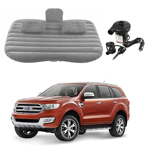 Image of Oshotto Multifunctional Car Travel Bed Mattress with Two Air Pillows, Car Air Pump Compatible with Ford Endeavour (Grey)