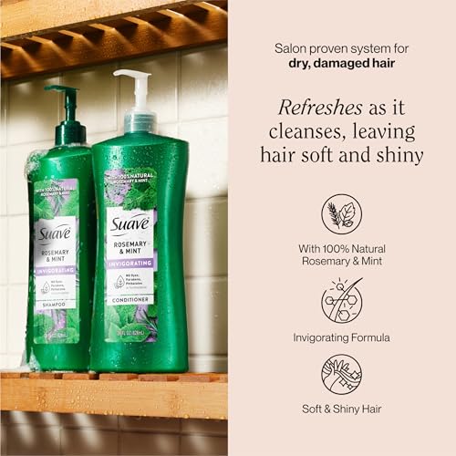 Suave Invigorating Shampoo with Rosemary & Mint, Refreshing & Replenishing Care for Healthy-Looking Hair, No Parabens, Phthalates, or Dyes, 28 FL OZ Bottle - Image 3