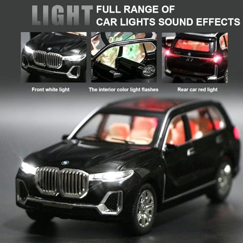 Image of Invite Enterprise Exclusive Alloy Metal Pull Back Die-Cast Car 1:24 Big Bmw X7 Toy Car Diecast Metal Pullback Toy Car With Openable 6 Doors, Light Music Boys Gifts Toys(1:24 B M W X7 - Black)