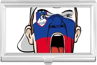 Slovenia Flag Makeup Head Screaming Cap Business Card Holder Case Pocket Box Wallet