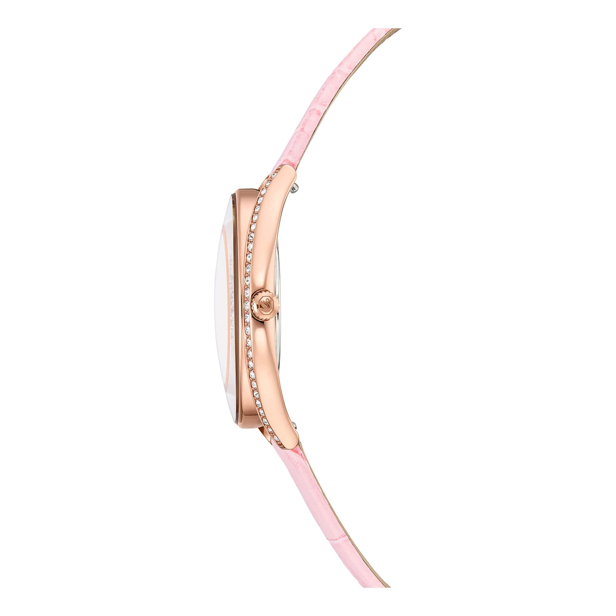 Swarovski Crystalline Kollektion Aura Uhr, Swiss Made, Lederarmband