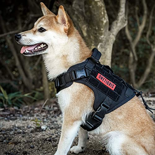OneTigris Upgraded Fire Watcher 2.0 mit Strapazierfähiger Metallschnalle, Taktische Hundegeschirr mit Griff, No Pull Geschirr Grosse Hunde mit MOLLE-Klettsystem