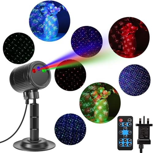 Ruiqas Laser Moving Full Sky Star Projector Party Stage Light 3 Color Changing Motion Firefly Light with Remote for Garden Home