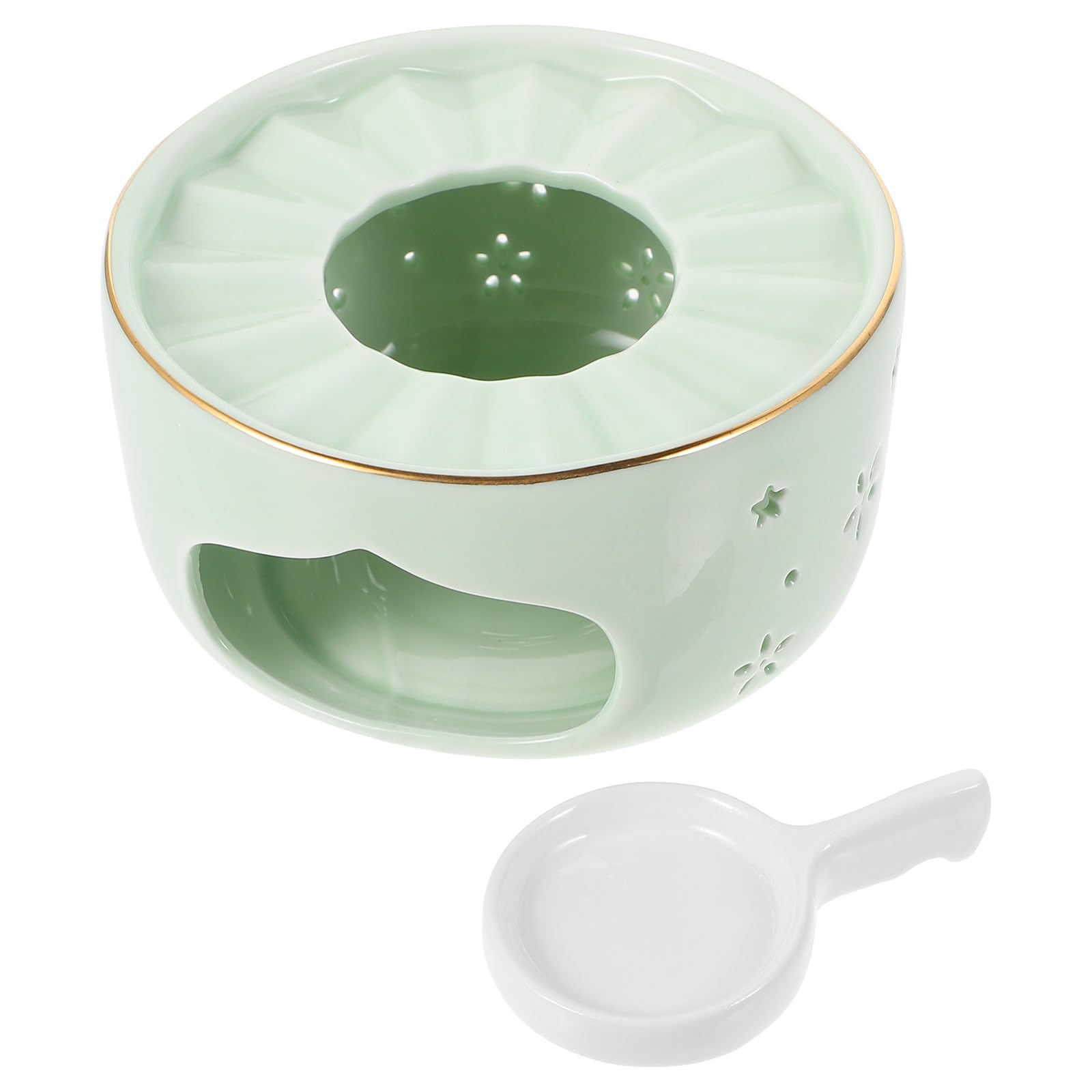 Operitacx Calentador Rebabas o de Cerámica de Verde Tetera Diseño Retro y Durabilidad sin Calentar Té para Hogar Restaurante