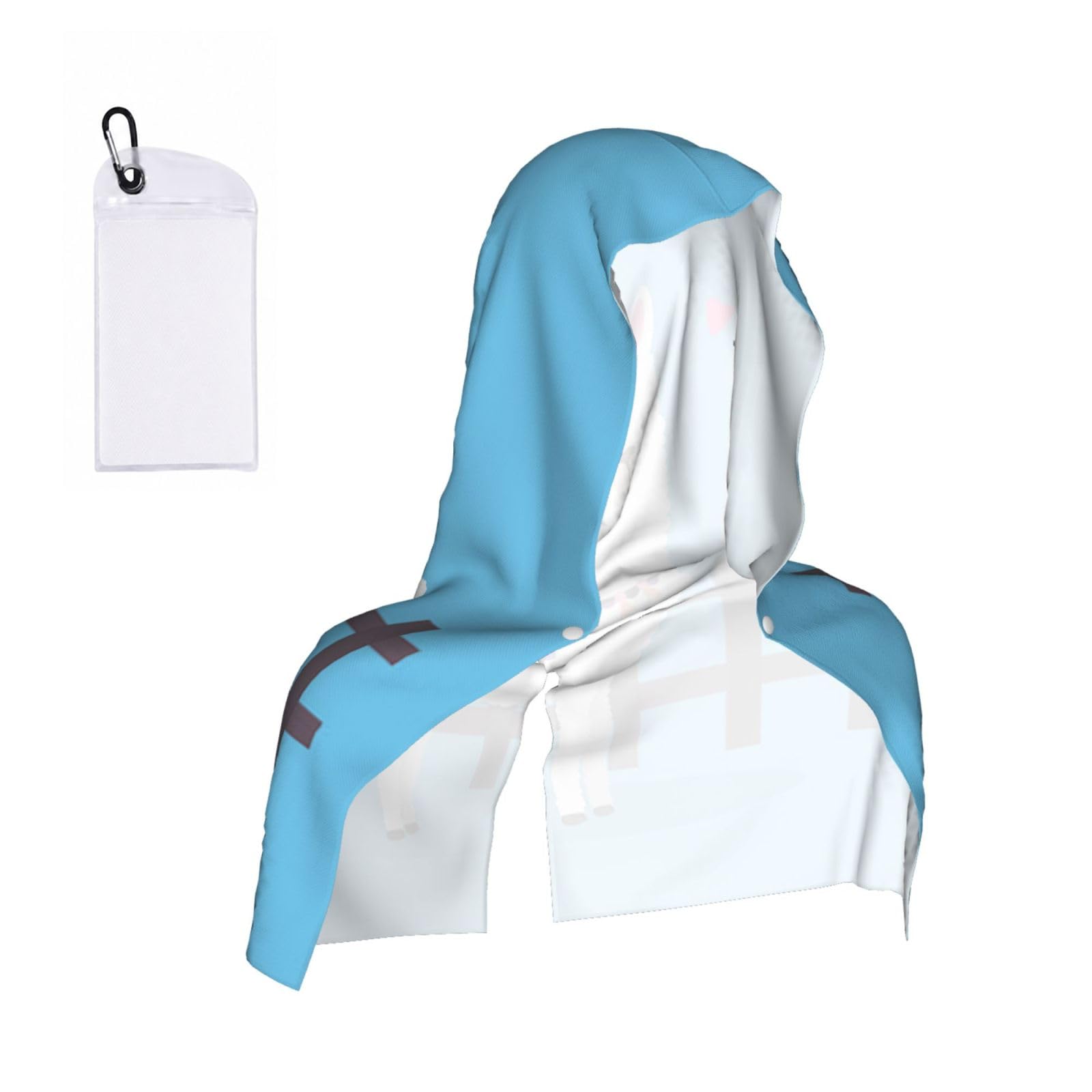 Satusa Men's Black Cute Alpacas Print Cooling Hoodie Towel, Cooling Towels For Neck And Face, Quick Drying Absorbent Cooling Head Towel Beach Camping Gym Construction(2Pcs)