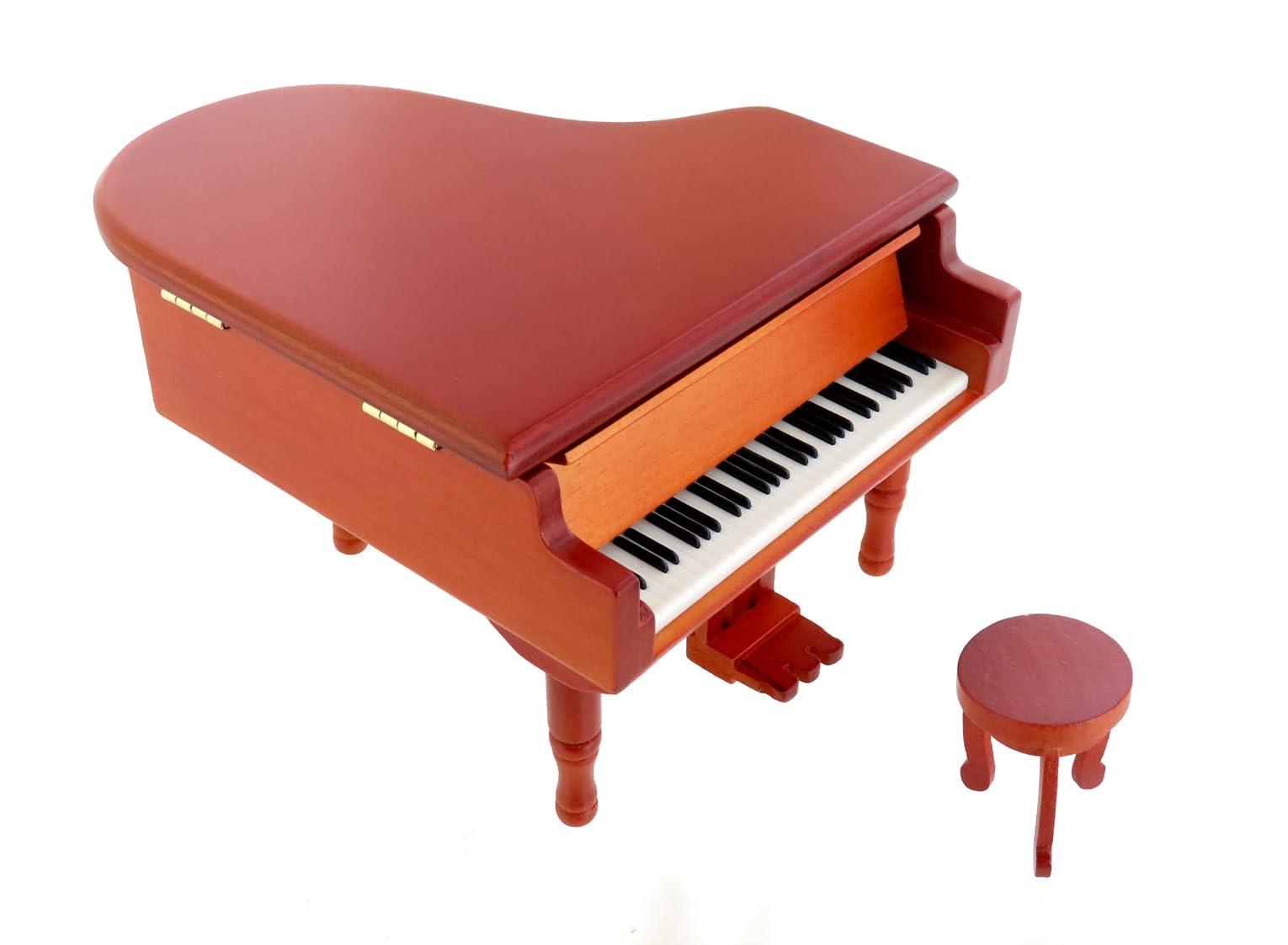 Carillon / scatola musicale di legno a forma di pianoforte in miniatura con spazio per riporre piccoli oggetti e meccanismo musicale a molla di 18 note - Ninna nanna di Johannes Brahms.