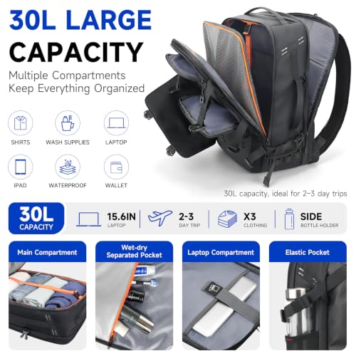 Image of SWICKY Travel Backpack for Men, TSA Approved Carry on Backpack Fits 15.6 Inch Laptop, Water Resistant Large Weekender Backpack for Travel Business Commute