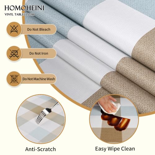 HOMOHEINI Rectangle Table Cloth, Vinyl Tablecloth, 52" x 70", Blue & Brown by HOMOHEINI - Used condition - Image 3