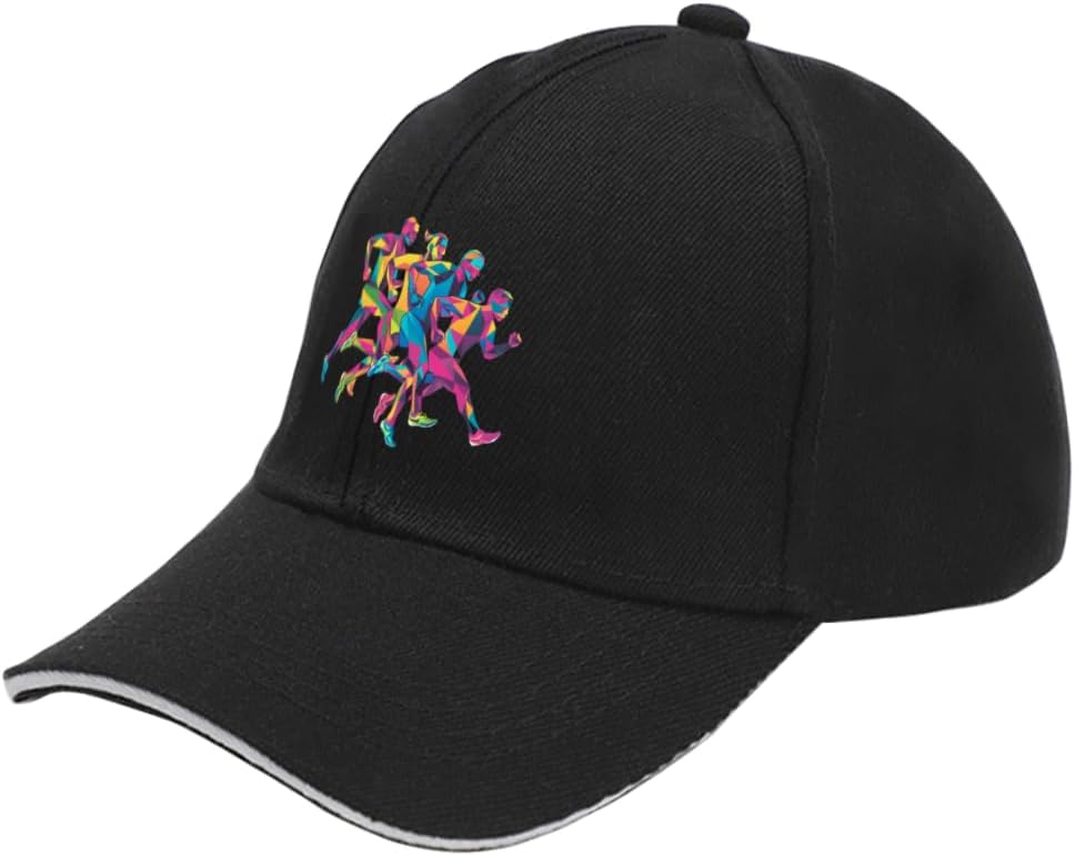 Vintage Running Geometric Modern Artistic Gym Fitness Baseball Cap for Men Women Hats Adjustable Classic Hat Black image 2