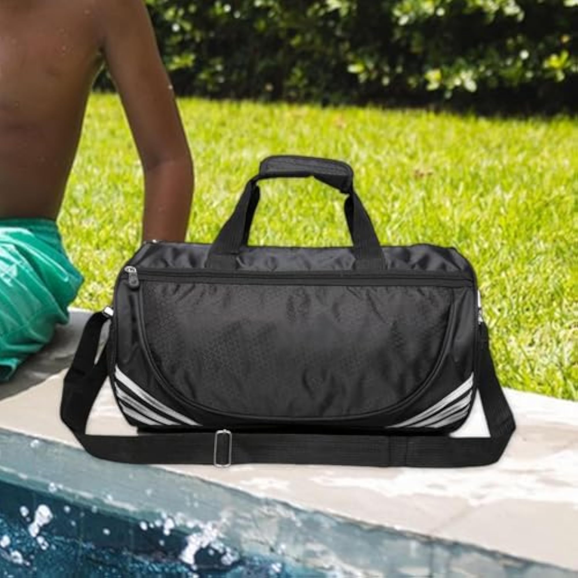 Sleek Silver Barrel Shoulder Travel Gym Bag