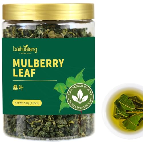 Baihuatang Natural Dried Mulberry Leaf 200g/7.05oz Premium Mulberry Leaves (桑叶茶), Sun-Dried, Sugar-Free, Caffeine-Free, No Additive