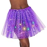 DRESBE Women's LED Skirt Light Up Star Dance Skirts Layered Ballet Tutus Elastic Mesh Tulle Skirt Pa