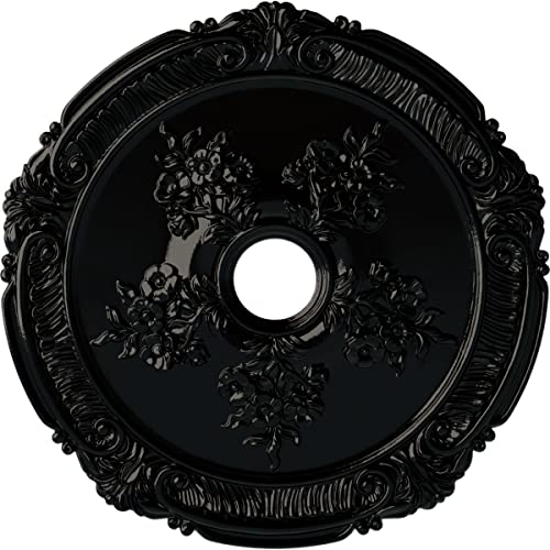 26"OD x 3 3/4"ID x 1 1/2"P Attica with Rose Ceiling Medallion (Fits Canopies up to 4 1/2"), Hand-Painted Black Pearl