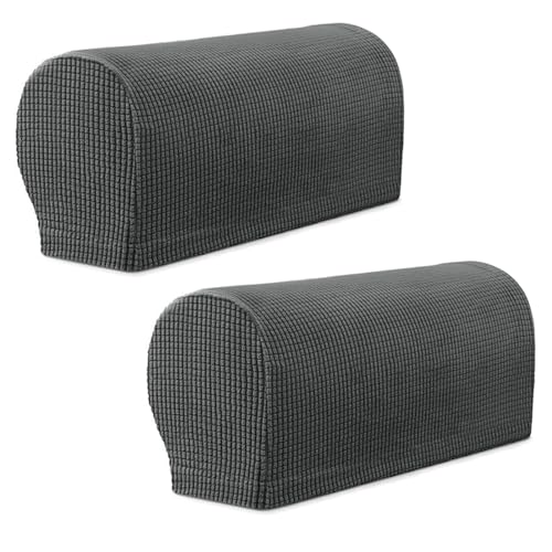 YancLife Armrest Chair Covers, Set of 2 Stretch Armchair Covers for Arms，Spandex Polyester Sofa Arm Caps Non Slip Armrest Covers Chairs Armchairs Couches Recliner for Furniture Protector(Dark Gray)