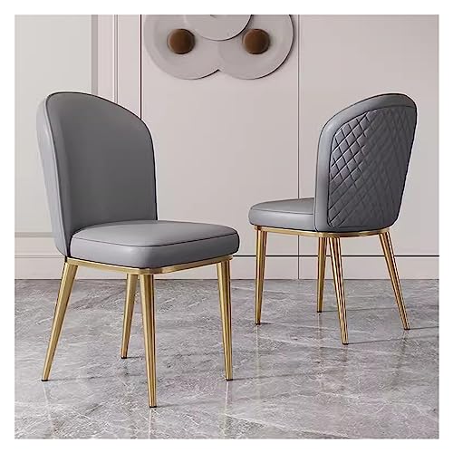 Sillas de comedor de cuero vintage de mediados de siglo con patas de metal doradas, sillas tapizadas para encimera de cocina, sala de estar, sala de estar y silla lateral gris de esquina para ocio
