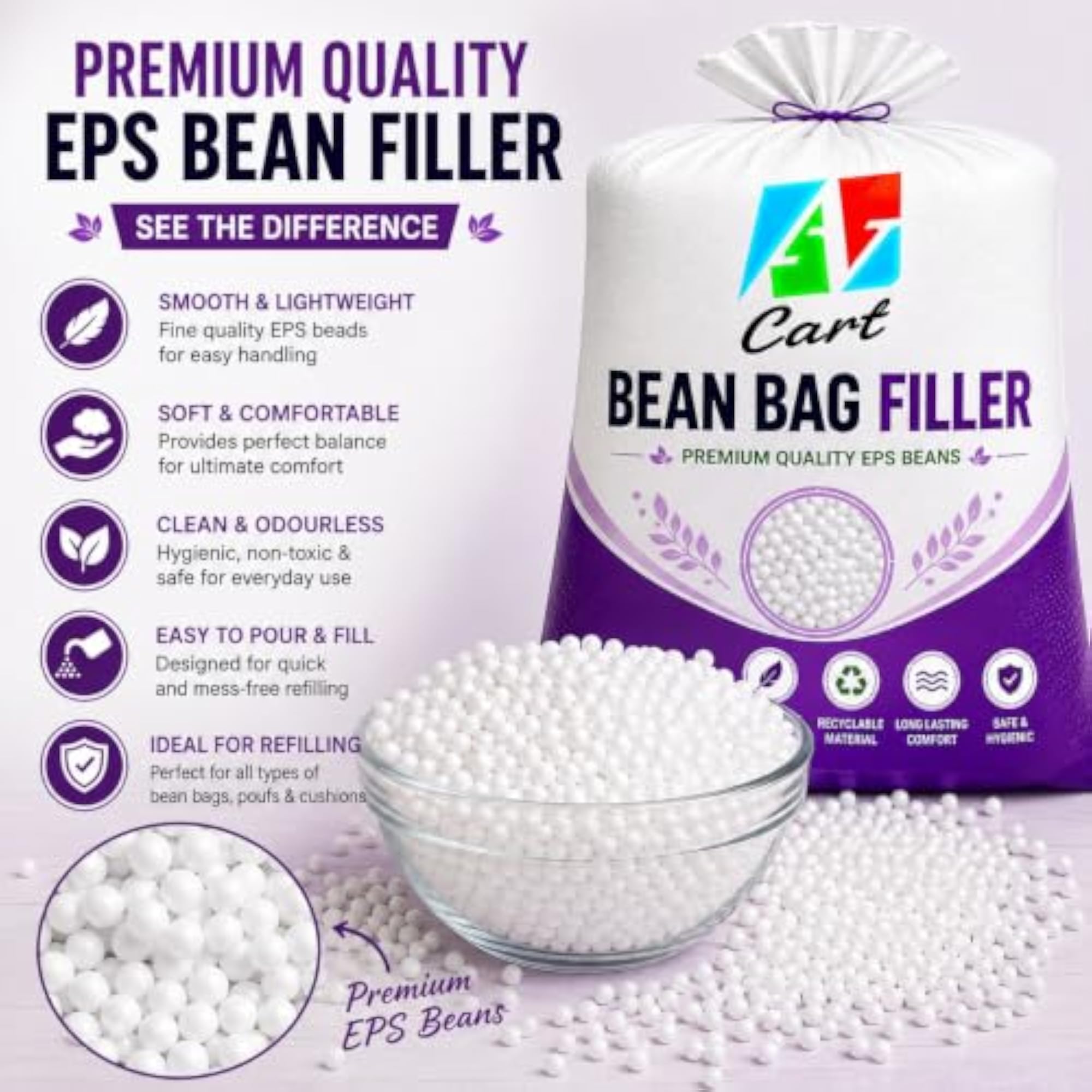 Bean Bag Filling for Chairs and Cushions, 1.5 Kg