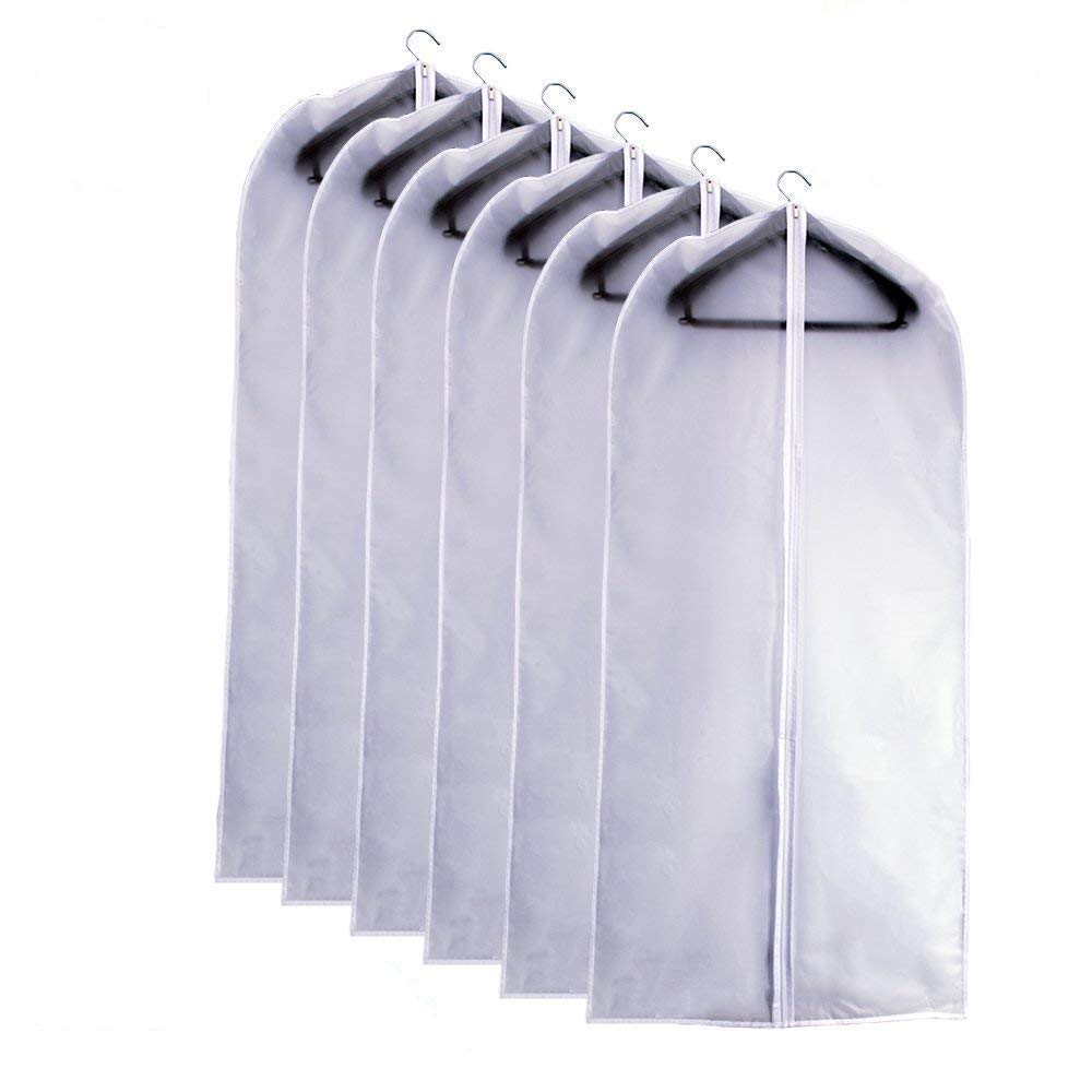 Garment Bags for Hanging Clothes 24X48 Suit Bags for Closet Storage Pack of 6 Plastic Waterproof Suit Cover