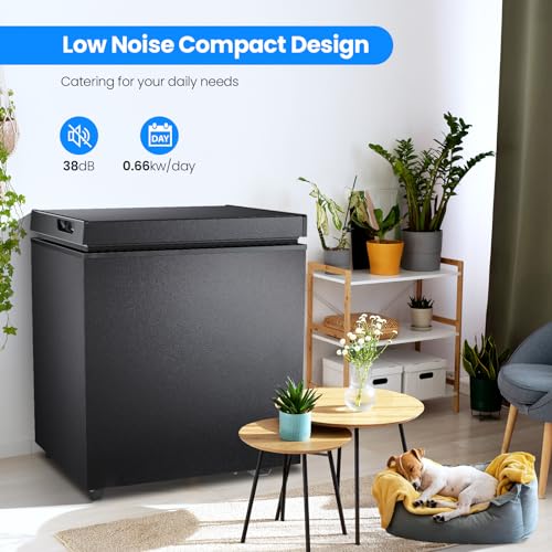 Image of Kismile 2.0 Cubic Feet Chest Freezer, Compact Deep Freezer for Home, Black | 2 Removable Basket, Adjustable Temperature, Free Standing Top Open Door, Fits Kitchen /Office /Bar