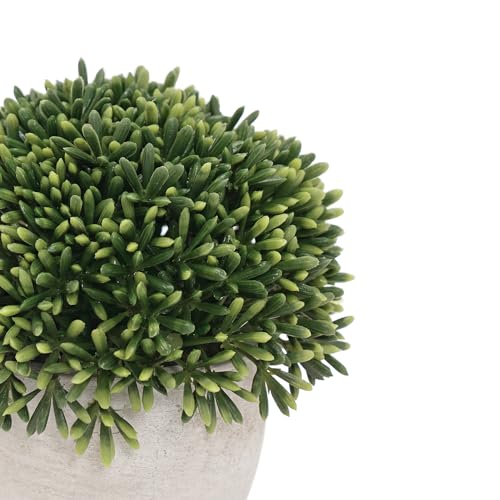 Image of Pure Home and Living Green Faux Round Grass with Cement Pot
