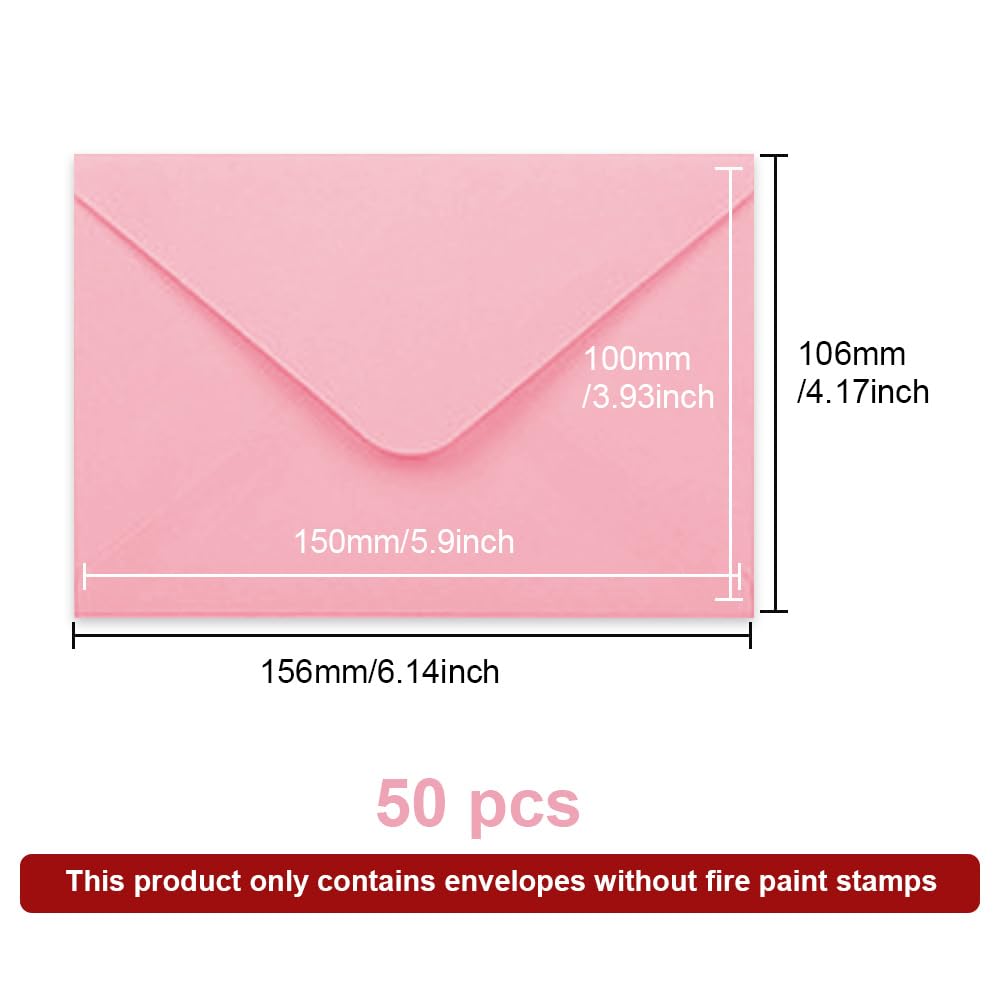 WYAN Sobres Pequeños - 50 Pcs 15 * 10cm Rosa Sobres Regalo, Sobre Navidad, para Regalos, Tarjetas De Felicitación, Bodas, Negocios, Invitaciones (Tarjetas y Pegamento no Incluidos)