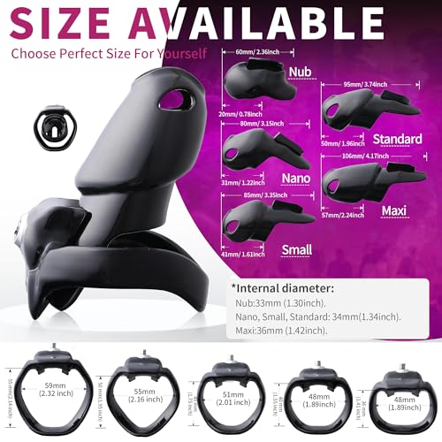 Image of HTV5 Resin Chastity Cage, 5 Wide Comfort Rings Click&Lock Lock for Men, Adult Sex Toy (Black, Maxi)