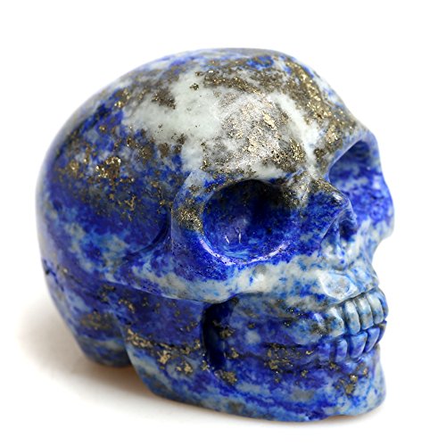 Healing Skull Crystal Quartz Carved Gemstone Collectible Figurine Stone (Blue) #TOP4