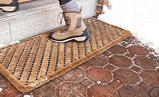 Heavy Duty Door Mat Rubber Scraper Indoor Outdoor Wire Boston Brush Coir Doorway Mat Wilsons Direct (39x59cm)