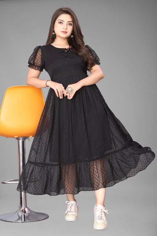 Image of Flower Printed Georgette Maxi Dress for Beautiful Women
