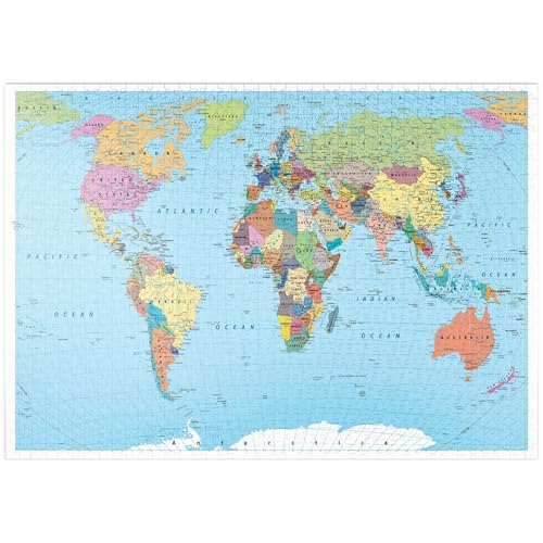 Mapamundi de Colores - Fronteras, países, Carreteras y Ciudades - Puzzle Premium de 1000 Piezas - Colección Especial MyPuzzle de Puzzle Galaxy