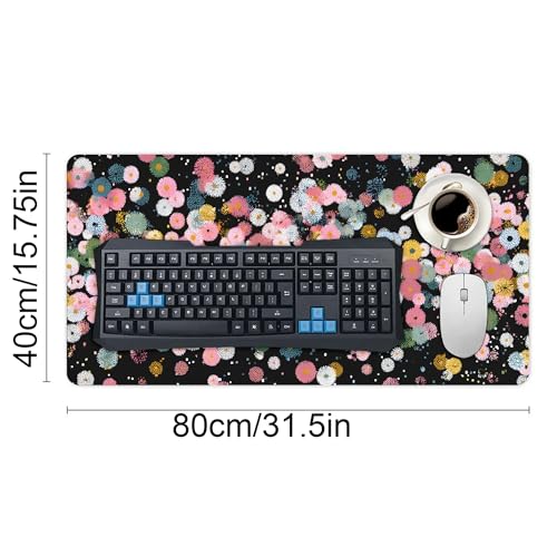 Image of Colorful Daisies Extended Gaming Mouse Pad, with Stitched Edges Large Mouse Pad Desk Protector, Rubber Base Mousepad Keyboard Mouses Mat for Work Game Office Home- 32 inch X 16 inch Inch