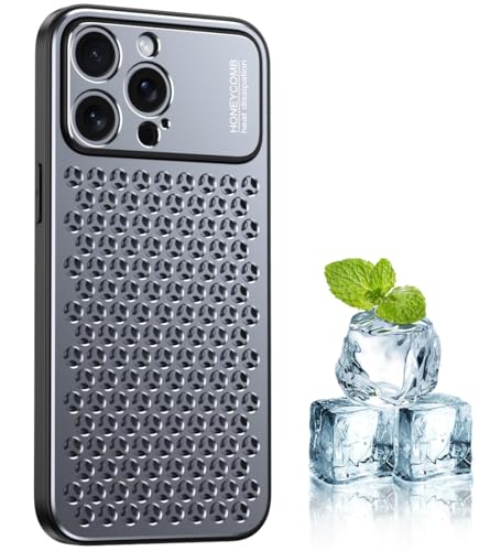 YUZOR iPhone 13 Pro 用 ケース アルミ合金 冷却 放熱 スマホケース 二層立体なハニカム構造 メッシュ 耐衝撃 米軍保護工学 アイフォン13 Pro カバー ストラップホールあり 6.1インチ (iPhone13Pro 灰) FWJS-