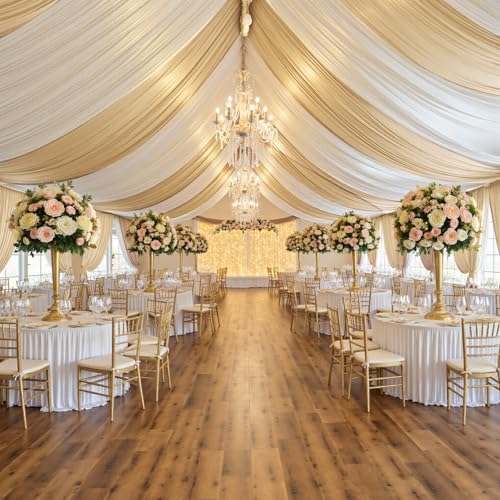Party Village 4 Panels 5ftx30ft Champagne Ceiling Drapes for Wedding Parties