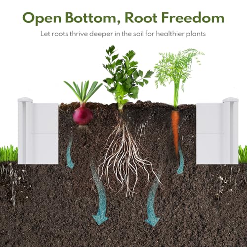 PASAMIC Durable Vinyl Raised Garden Bed, 8x4x1ft Raised Bed for Gardening, Planter Box with Open Bottom, DIY Above Ground Garden Bed for Fruit, Vegetables, Herbs