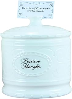 Young's Inc Ceramic Positive Thoughts Jar with 365 Affirmation Cards - 6...