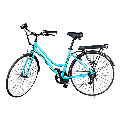 Swagtron EB-9 Electric Lady Cruiser Bike, 29"/700cc Wheels, 36V 7.5Ah Removable Battery up to 28 Miles, 7-Speed up to 16.5MPH, Pedal-Assist, 42lbs Lightweight