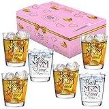 BISYATA Gift for Mom, Mothers Day Gift - Best MOM Ever Shot Glasses - Great Mother Gifts, Mom Birthd