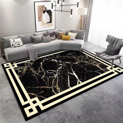 Tapis de cuisine lavable marbre noir pour un sol chic