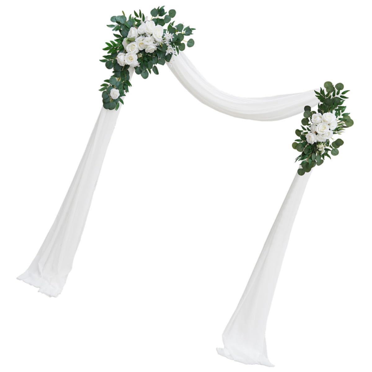 NUOBESTY Elegante Blumenbogen für Hochzeit mit Künstlichen Blumen aus Seide und Tüll Weiße Hochzeits Kunstblumen für Bezaubernde Flower Decoration bei Hochzeitskulissen