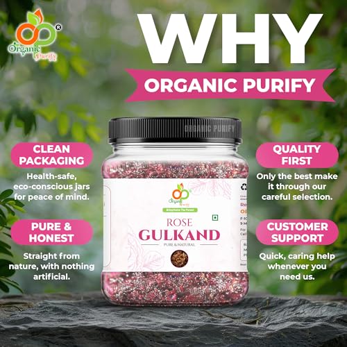 Image of Organic Purify Premium Gulkand 2 KG Jar | 100% Sun-Cooked Pure Rose Petal Jam With No Artificial Flavors | 100% Natural Rose Petal Jam | Good for gut health, No preservatives