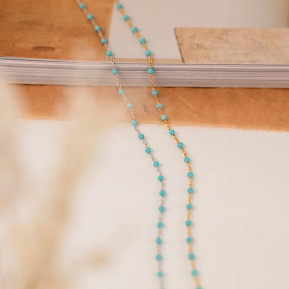 CAITLYNMINIMALIST 18K Gold Sterling Silver Classic Dainty Beaded Station Boho Layering Choker Necklace Jewelry Gift for Women