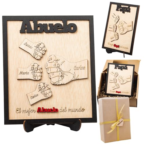 Olesea Regalo Día del Padre – Marco Papá Personalizado Abuelo con Nombres de los Niños Regalos Originales Para Hombre Cumpleaños Aniversario (Abuelo)