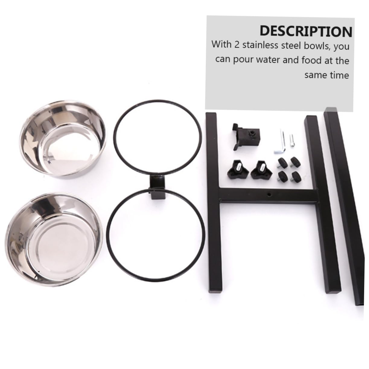 BESPORTBLE Comedero Plegable para Mascotas Tazones de Comida y Agua Elevado 2 Cuencos de Acero Inoxidable Ajustable para Perros y Gatos